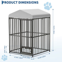 Garvee 4x4x6ft Outdoor Dog Kennel, Heavy Duty Dog Cage with Waterproof Roof, Dog Kennel Galvanized Iron Dog House with Safety Locks, UV & Water Resistant Proof Cover, for Garden Backyard