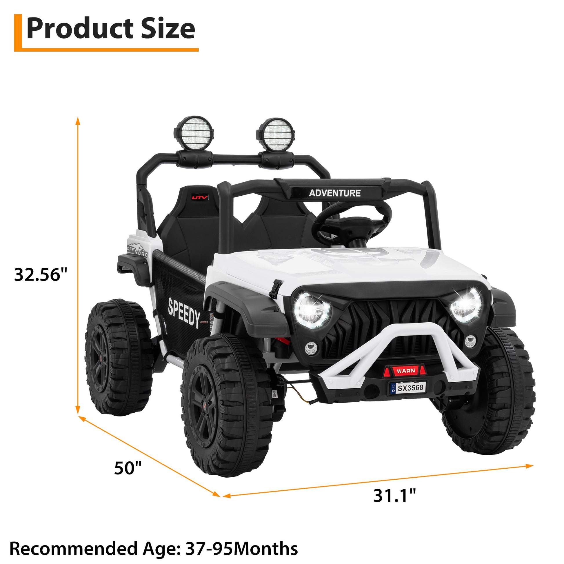 Garvee Ride P Series 24V Kids Toddler Ride On Truck 4WD 3 Speeds Large 7AH Battery Bluetooth MP3 Parent Safety Brake Red Outdoor Play - White