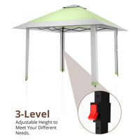 Garvee 13'x13' Quick-Setup Pop-Up Canopy Tent with Mosquito Netting Foldable Shelter for Backyards, Parties, Camping & Commercial Use, (Green+ Light Grey)