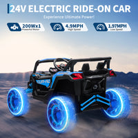 Garvee Ride - P Series: 24V Ride-On UTV: Remote Control, 200W Motor, Spring Suspension, Music, LED Lights, for Boys & Girls - Blue