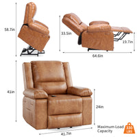 Garvee PU Leather Power Lift Recliner Chair with Massage and Heat, 8-Point Vibration, Adjustable Back and Leg Support, Electric Lift Chair Designed for Mobility Aid Elderly Relaxation, Brown