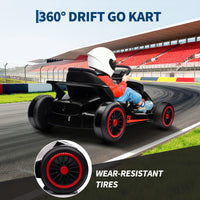 Garvee Ride - G Series: 6+,24V Drift Kart with 2X150W Strong Motor, 7AH Big Battery, Electric Pedals, Electric Go Kart Outdoor Race Toy - Black