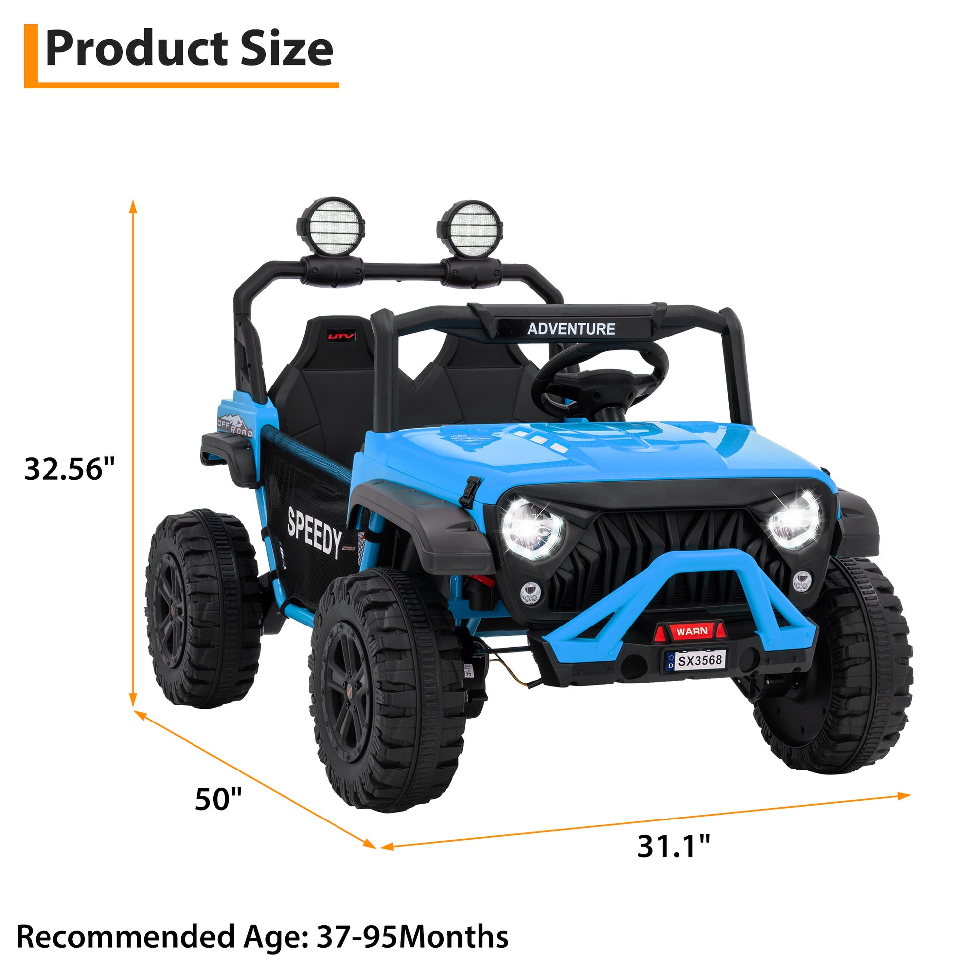 Garvee Ride P Series 24V Kids Toddler Ride On Truck 4WD 3 Speeds Large 7AH Battery EVA Tires Bluetooth MP3 Parent Safety Brake Red Outdoor Play - Blue