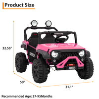 Garvee Ride P Series 24V Kids Toddler Ride On Truck 4WD 3 Speeds Large 7AH Battery EVA Tires Bluetooth MP3 Parent Safety Brake Red Outdoor Play - Pink
