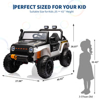 Garvee Ride - P Series: 24V 2 Seater Ride On Truck Car For Kid age 3 - 8 years, w/Remote Control, 4-Wheeler Suspension, 4x55W Powerful Engine, 4WD Battery Powered, LED Lights, Soft Braking - Black and White Mix