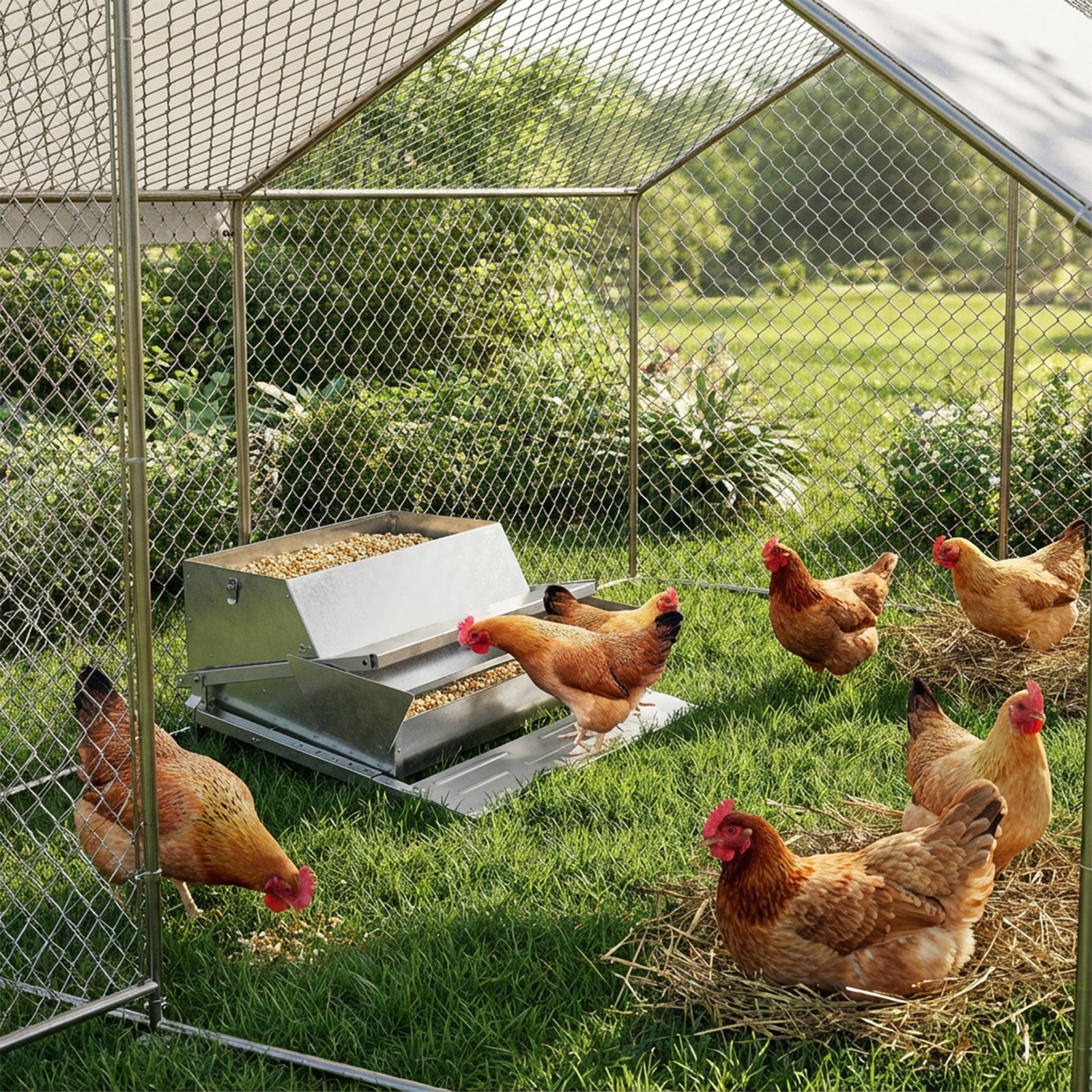 Garvee Professional Farm Chicken Coop System: Extra-Large Walk-In Poultry Run, Roll-Away Nesting Box, Climbing Gym, Cleaning spatula & High-Capacity Feeder - Comfort for 9+ Hens