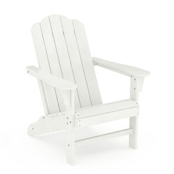 Garvee White Wood-Texture HDPE Adirondack Chair, 380 lbs Weather-Resistant Outdoor Lawn Chair for Patio, Garden, Deck & Poolside
