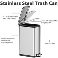 Kitchen Trash Can Set, 7.92 Gal & 1.59 Gal Stainless Steel Waste Bins, Soft-Close Lid, Step-on Garbage Bin for Kitchen, Office, Bathroom
