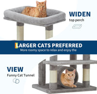Garvee Multi-Level Cat Tree with Condo, 74" Tall Cat Tower with 11 Scratching Posts, Hammock, Tunnel, Large Top Perches & Anti-tip Kit, Indoor Cat Furniture for Large Cats, Light Gray