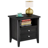 Garvee Nightstand with 2 Drawers, Nightstands with 2-Drawer & Open Cabinet, Small Dresser for Bedroom Nursery Closet Living Room Black