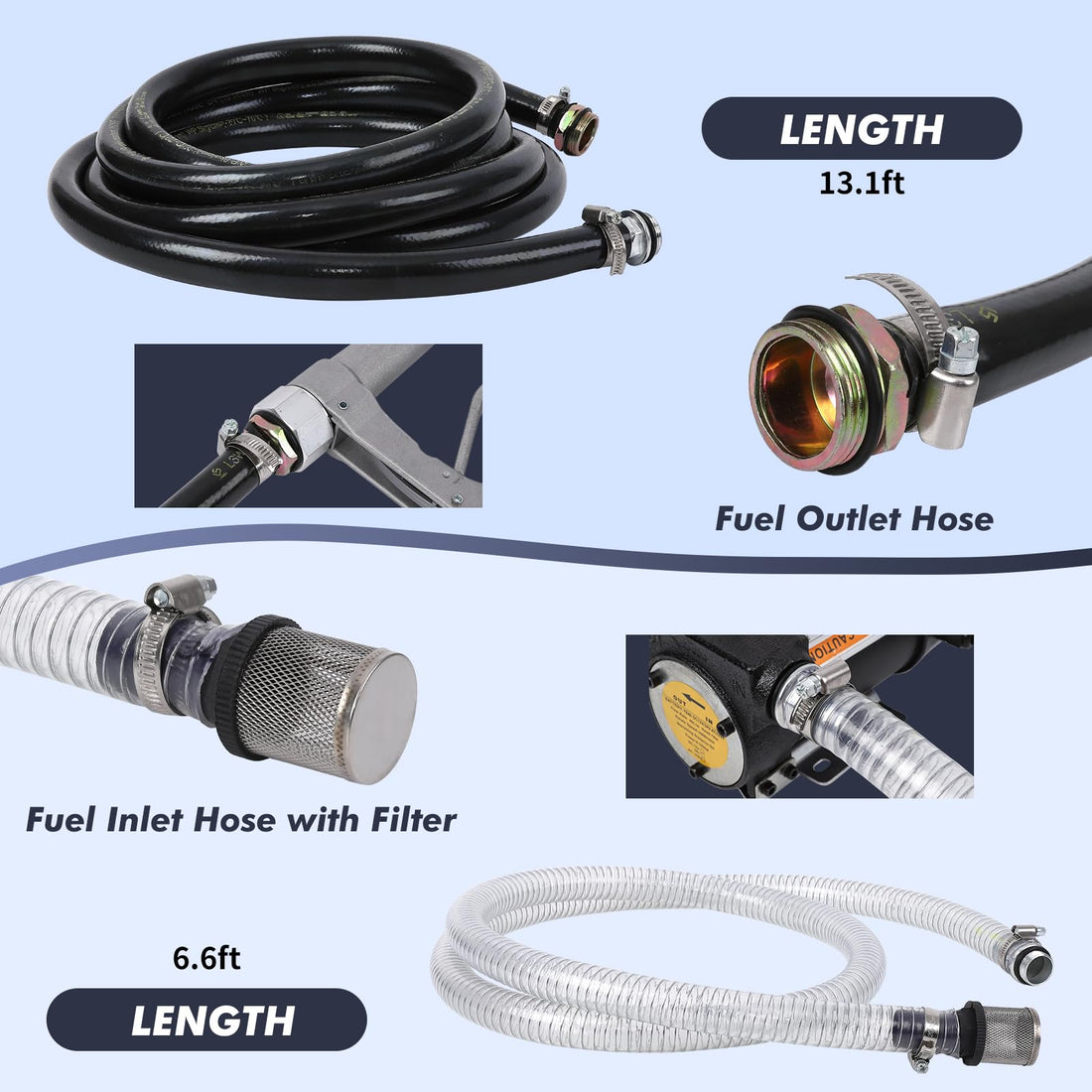 Garvee 12V, 40LPM Portable Electric Fuel Pump Kit with Auto Nozzle, Red