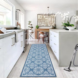 Garvee Vintage Floral Area Rug 2x6 Runner Rug Washable Hallway Runners Non-Slip Soft Entryway Rug Runner Indoor Faux Wool Throw Rug Non-Shedding Floor Carpet for Bedroom Bedside Laundry Kitchen Blue - Blue
