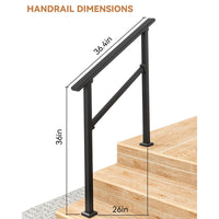 Garvee 3-Step Metal Handrail – Outdoor Stair Railing for Steps with Black Finish