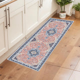 Garvee 2x6 Ft Area Rugs Vintage Machine Washable Low Pile Non-Slip Pink for Living Room Bedroom Kitchen Dining Room Home Office - Pink