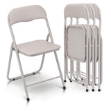 Garvee Folding Chairs 4 Pack, Outdoor & Indoor Event Portable Metal Folding Chairs with Cushion, Non-Slip Feet Pads Stackable Chairs, Off-White - Off-white B