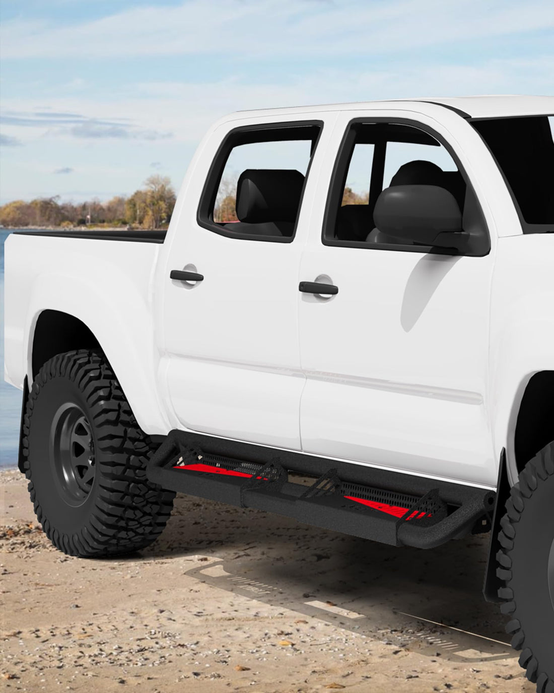 Garvee Running Boards Compatible with Toyota Tacoma Double Cab 2005-2023 with Paintable Step Plates,Powder Coated Steel Rock Sliders Side Steps Nerf Bar