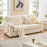 Garvee 80 Inch Sofa, Comfy Couch, 3 Seater Couch with 2 Removable Pillows, Modern Sofa for Living Room Apartment Lounge Small Space (Beige) - White