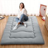 Garvee Japanese Floor Futon Mattress, Thick Tatami Mat, Foldable Roll Up, Microfiber Fabric, Supportive Sponge, Twin/Full/Queen, Dormitory/Travel/Camping - Gray