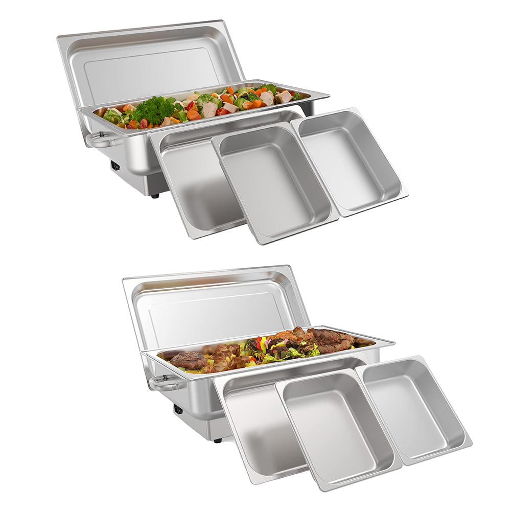 Garvee 2 PACK Electric Chafing Dish Buffet Set 9QT Buffet Food Servers and Warmers Digital Display Temperature with 1 Full-size Pan & 2 Half-size Pan Stainless Steel for Parties Weddings Caterings