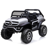 Garvee Ride - P Series: 2 Seater Kids Ride On Truck 24V Ride On Toy Licensed Mercedes Benz Battery Powered Electric Vehicle for Toddles With Remote Control, Battery Display, Trunk, Spring Suspension, LED Lights, Music, White - White