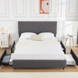 Garvee Queen Size Platform Bed Frame with Adjustable Headboard and 4 Storage Drawers, Upholstered Platform Bed Frame with Wooden Slats Support/No Box Spring Needed/Noise Free, Easy Assembly, Dark Grey - Gray