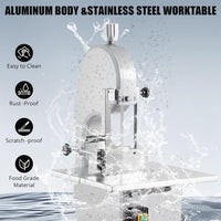 Garvee Meat Cutter Machine, 110V 1500W Electric Bone Saw, 19.3" x 15" Workbeach, 0.16-7.9 Inch Cutting Thickness, Sawing Speed 19m/s, 2.01HP Butcher Bandsaw With 5 Saw Blades for Fish Beef