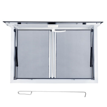 Garvee 36"W x 36"H Concession Window - Aluminum Alloy Food Truck Service Window with Sliding Screens, Awning Door, Hydraulic Lift, and Locking Mechanism for Catering (Glass Not Included)