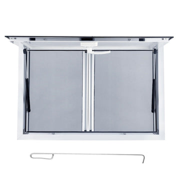 Garvee 36"W x 36"H Concession Window - Aluminum Alloy Food Truck Service Window with Sliding Screens, Awning Door, Hydraulic Lift, and Locking Mechanism for Catering (Glass Not Included)