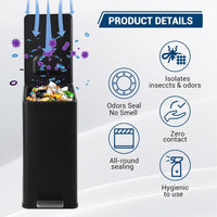 Garvee 4 Gallon Stainless Steel Step Trash Can with Removable Inner Bucket and Soft-Close Lid for Bathroom Living Room and Office, Black