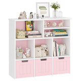 Garvee Toy Storage Cabinet with 3 Movable Drawers & 6 Cubes, Children's Toy Shelf Kids Bookshelf with Hidden Wheels, Kids Bookcase Toy Storage Organizer for Bedroom & Playroom & Nursery