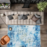 Garvee Abstract Blue 8x10 Anti-Slip Backing Area Rug, Stain Resistant Rugs for Living Room, Kids Room, Foldable Machine Washable Area Rug - Blue