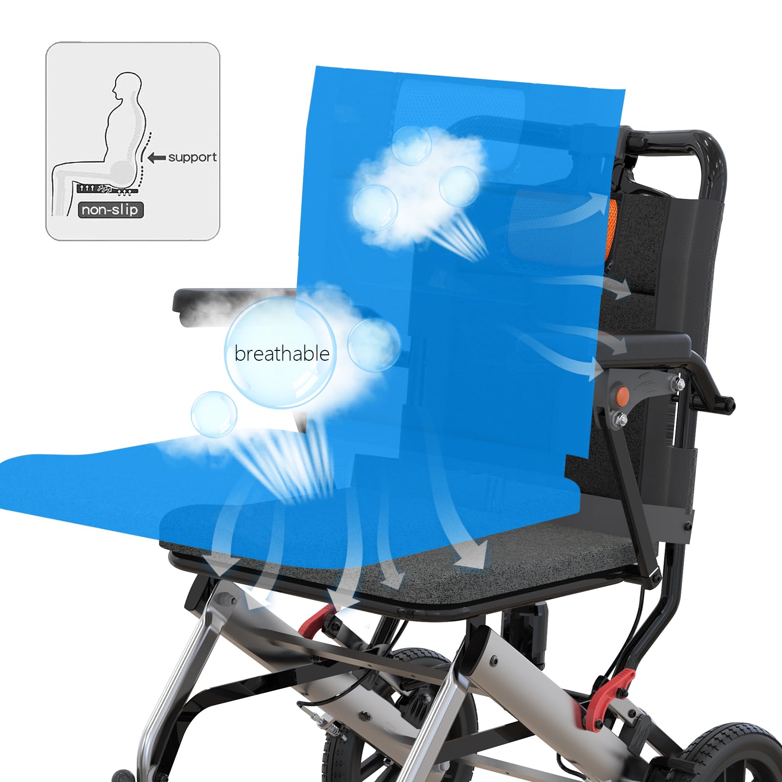 GARVEE Portable Lightweight Folding Transport Wheelchair for Elderly
