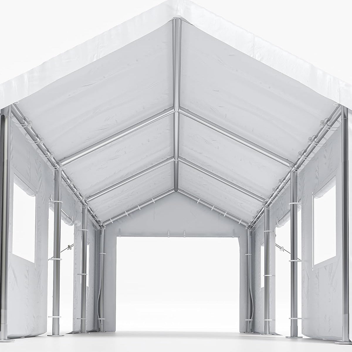 Garvee 13'x20' Heavy Duty Carport, Car Canopy with Removable Sidewalls & Doors, Extra Large Garage for Car, Truck, SUV, White