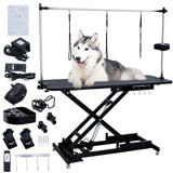 Garvee 60" Hydraulic Dog Grooming Table for Pet, Heavy Duty Hydraulic Professional Pet Grooming Table with Adjustable Overhead Arm & Noose, Storage Box, Remote Control, Max Load 350lbs - Black