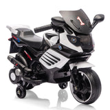 Garvee Kids 6V Ride On Motorcycle With Training Wheels For Toddlers, 30.31" L x 14.96" W x 19.69" H, White - White