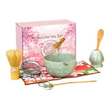Garvee Premium Matcha Whisk Set Complete 8-Piece Matcha Kit with Ceramic Bowl Bamboo Whisk Scoop Sifter Holder Tea Towel for Beginners and Enthusiasts Mottled Green - Matcha Color
