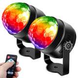 Garvee Party Lights Strobe Lights Sound Activated RGB 7 Colors Disco DJ Lights for Home Party Room Dance Club Xmas Birthday Wedding Show - 2 Packs