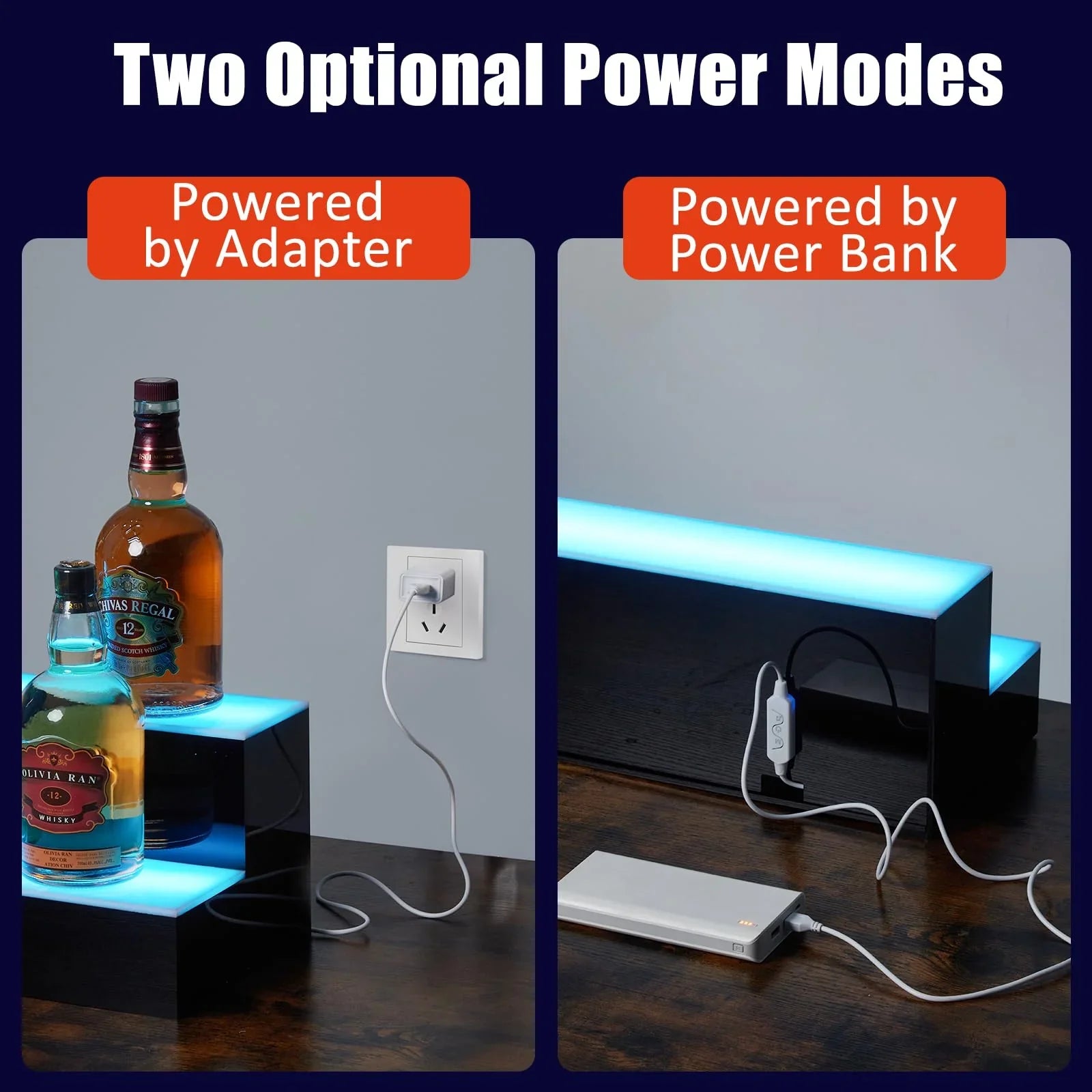 Garvee LED Lighted Liquor Bottle Display, 2 Tier 30 Inch Wall Mounted Acrylic Liquor Shelf with Wine Holder Slots, 4 Modes, 16 Colors, Remote & App Control for Home Commercial Bar