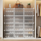 Garvee 8 Tier Shoe Rack Durable Plastic Shoe Storage Cabinet for Hallway Closet Bedroom Entryway Black - White