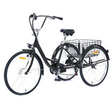 Garvee Adult Tricycle, 7 Speed Tricycle for Adults, 26 inch 3 Wheel Bikes for Adults with Baskets, Adult Tricycles for Women Seniors Men, Three Wheel Bike for Adults, 330 lb Black - Black
