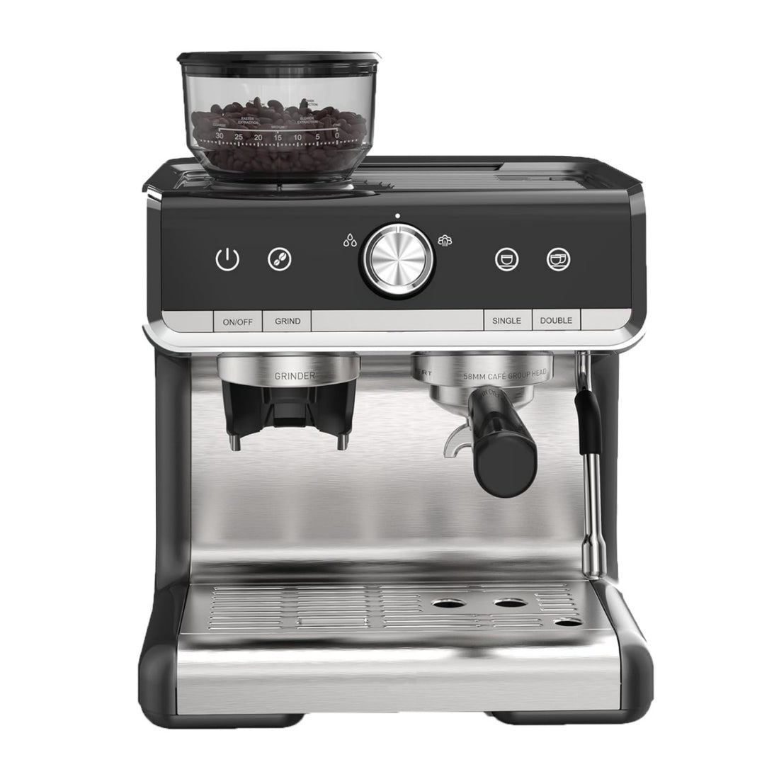 20 Bar Espresso Coffee Machine with Grinder, 2.8L Water Tank