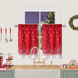 Garvee Christmas Velvet Kitchen Curtain Christmas Decoration Cafe Curtain 30 Inch Tier Curtains Window Treatment Rod Pocket for Home Decor 2 Panels for Bathroom, Living Room Christmas Decoration - Red