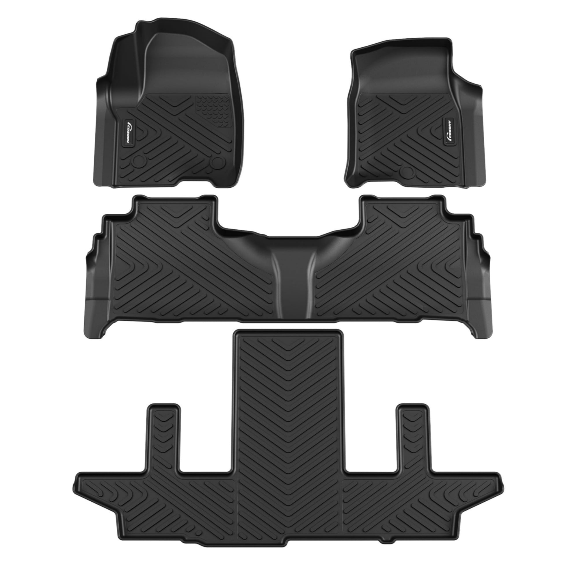 Garvee Custom Fit Floor Mats Compatible with 2021-2025 Chevrolet Suburban GMC Yukon XL, Black TPE All-Weather Car Floor Liners, 2nd Row Bucket Seats