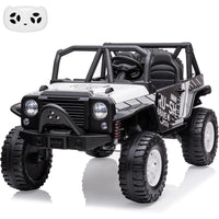 Garvee Ride - P Series: 2-Seater Ride On Truck for Kid, 24V Battery Powered Kids Car with Remote Control, 19" Extra Wide Seat, 2 Motors, Led Light, Enhanced Suspension - White