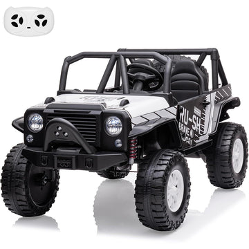 Garvee Ride - P Series: 2-Seater Ride On Truck for Kid, 24V Battery Powered Kids Car with Remote Control, 19" Extra Wide Seat, 2 Motors, Led Light, Enhanced Suspension - White