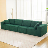Garvee 137" Modular Sectional Sofa Cloud-Like Linear Four-Seater Couch with Chaise Lounge Convertible Compression Sleeper No Assembly Required Corduroy Fabric for Living Room Bedroom Apartment