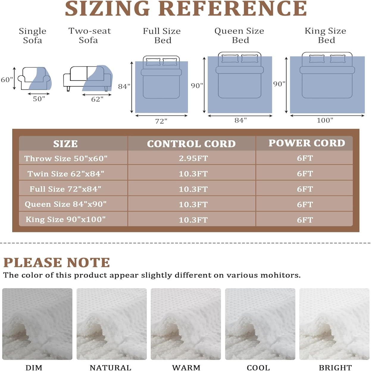 Garvee Electric Blanket Full Size, Waffle Heated Blankets with ETL Certified, Soft Flannel Heating Blanket, 4 Heating Levels, 10 Hours Auto Off, Machine Washable, white, 72"x84"