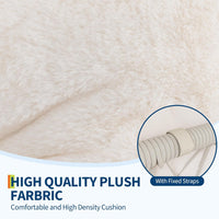 Garvee Oversize 360° Swivel Plush Lounge Chair with Metal Rocking Base, Winter Rattan Rocking Papasan Chair with 6.3" Comfy Deep Seat Thick Cushion for Indoor/Outdoor, Beige