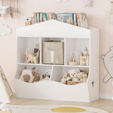 Garvee Kids Toy Storage Organizer Multifunctional Book Cabinet Wooden Bookshelf White