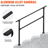 Handrails for Outdoor Steps, 3 Step Handrail Fit 2 or 3 Steps Outdoor Stair Railing, Metal Porch Railing, Deck Handrail, Aluminium Alloy Hand Rails kit for Concrete, Porch Steps